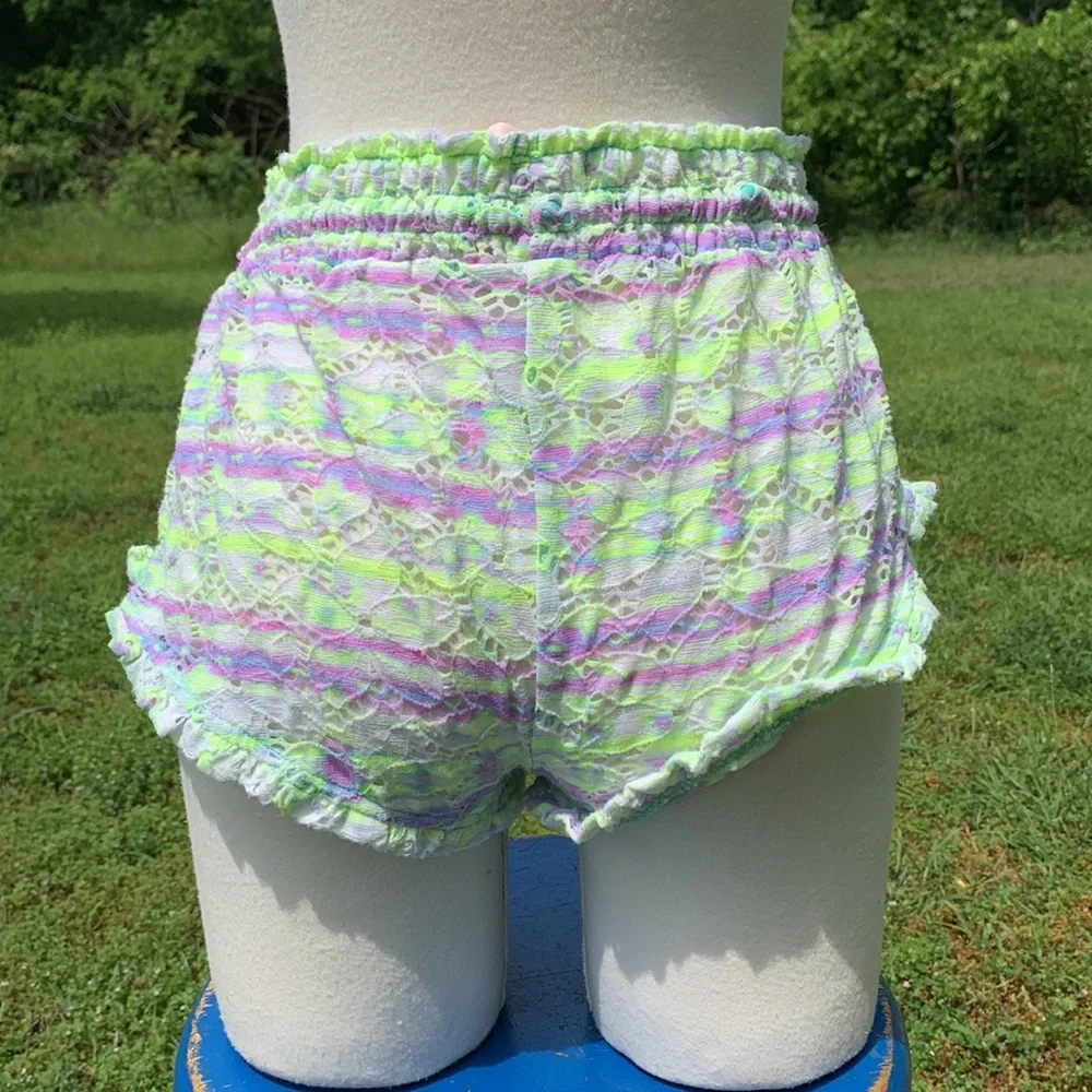Victoria’s Secret Neon Crochet Lace Shorts Lingerie Beachwear Size Small